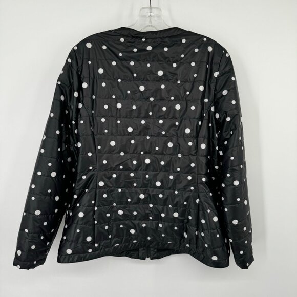 Chico's 1 Zenergy Polka Dot Quilted Jacket Black White Size medium pockets - Picture 10 of 12